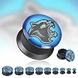 Black Acrylic Double Flat Flare Screw Fit Plug With 'Thundercat' Print - 5/8" - SOLD AS A PAIR