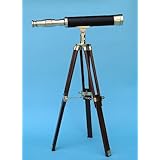 19-inch Leather Sheathed Telescope on Hardwood Tripod