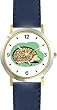 Porcupine or Hedgehog Animal - WATCHBUDDY&reg; DELUXE TWO-TONE THEME WATCH - Arabic Numbers - Blue Leather Strap-Size-Children's Size-Small ( Boy's Size & Girl's Size )