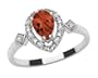 10k White Gold, January Birthstone, Garnet and Diamond Pear Shaped Ring, Size 9