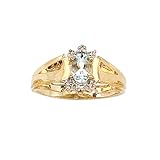10K Yellow/White Gold 0.01 ct. Diamond and 6 x 4 MM Oval Shaped Aquamarine Ring
