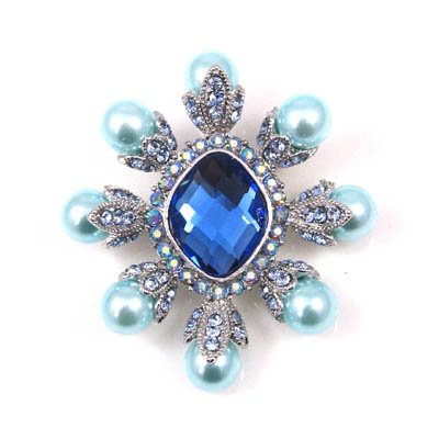 Swarovski Crystal Sapphire Diamond Pearl Brooch/Pendant 