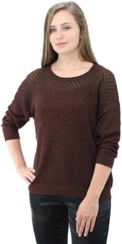 Debbie Morgan Round Neck Long Sleeve Sweater -L- Chocolate Truffle