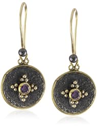 Stella Flame "Byzantia" 24K Amethyst Disc Earrings