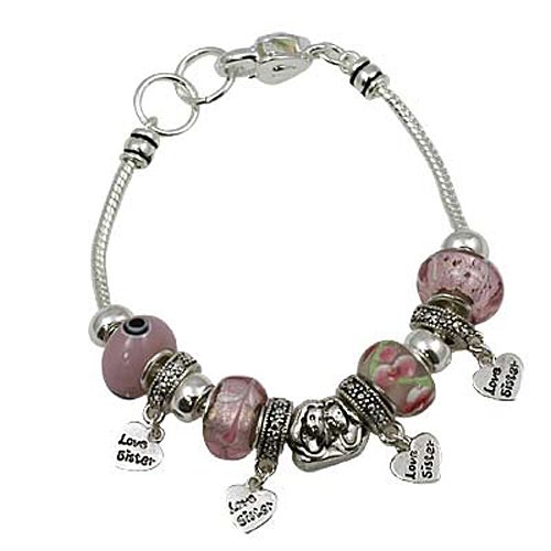 Pink Heart Love Sister Designer Style Fashion Bracelet