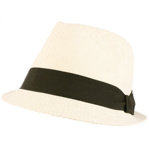 Summer Structured Fedora 1/2 Bow Trilby Hat White M/L