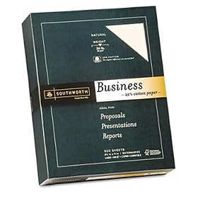 Southworth 404NC - 25% Cotton Business Paper, 24 lbs., 8-1/2 x 11, Natural, 500/Box-SOU404NC