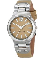 Nine West Womens NW/1383CMCM Silver-Tone Cream Strap Watch