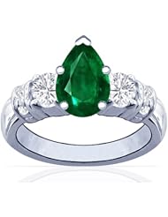 Platinum Pear Cut Emerald Ring With Sidestones (GIA Certificate)