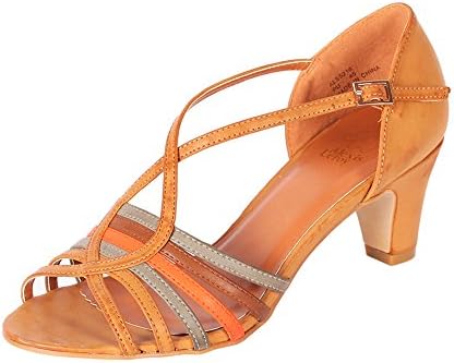 Alexis Leroy Women's Cross-straps Buckle Style Middle Heeled Sandals (39 M EU / 8-8.5 B(M) US, Tan)