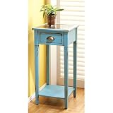 Square Occasional Table with Glass Inlay Top in Distressed Blue Finish