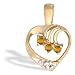 14K Yellow Gold Genuine Round Citrine and Diamond Heart Pendant