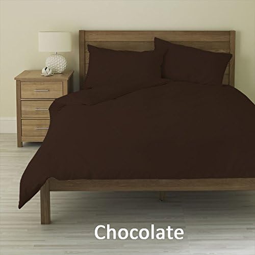 500-Thread-Count 1 Duvet Cover + 2 Pillow Shams 100% Egyptian Cotton Solid/Plain Comfortable Quilt Cover All Size & Color (Full / Queen , Chocolate)