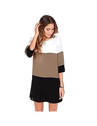 Summer Striped Print Chiffon Elbow Length Sleeves  Dress