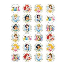 Disney Princess Edible Wafer Fairy/Cup Cake Toppers - 24 Sheet