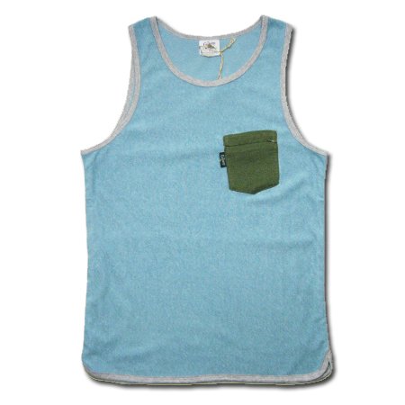 Cover image : GOHEMP(ゴーヘンプ) RIB LINE POCKET TANK TOP ヘンプコットンパイル タンクトップ / スカイブルー