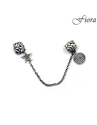 Silver Star Safety Chain Bead-Fiora Charms Italy