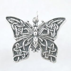 Detailed Celtic Butterfly Pendant in Sterling Silver, #8727