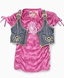 Hannah Montana Girls Ruched Top & Denim Vest Set