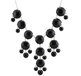 Silver Tone Chain New Color Bubble BIB Statement Fashion Necklace - Black