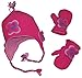N'Ice Caps Girls Fully Lined Micro Fleece Hat And Mitten Set with Appliques