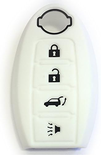 Remote Smart Key Cover 4 Button NISSAN White with black accents FITS ALL by First Midwest