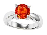 1.35 cttw 925 Simulated Round Mexican Fire Opal Engagement Ring