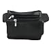 Small Flat Square Black Leather Belt Bag Fanny Pack
