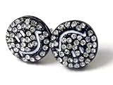 ICED Dark Black Smiley Face Stud Post Earrings