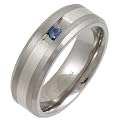 Titanium & Silver TI4786-7 Sap Sapphire Ring