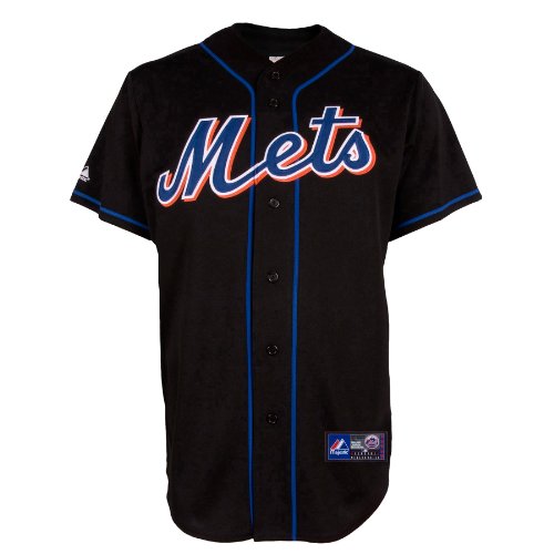 MLB Men's New York Mets Ike Davis Black Alternate Short Sleeve 6 Button Synthetic Replica Baseball Jersey Spring 2012  (Black, Large)