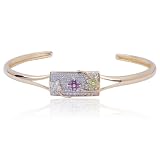 18k Yellow Gold Plated Sterling Silver Peridot, Amethyst, Blue Topaz and Diamond Accent Flower...