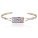 18k Yellow Gold Plated Sterling Silver Multi-Gemstone and Diamond Flower Rectangular Cuff Bracelet