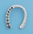 Sterling Silver Pendant - Horseshoe - Black / Clear Cubic Zerconia - 19mm Height