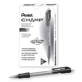 Pentel AL15A, Champ Pencil, Automatic Pencil, 0.5mm Lead Size, Black Barrel, Box of 12