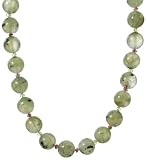 Sterling Silver Prehnite, Pink Tourmaline and Peridot Roundel Necklace, 17