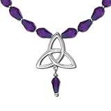 Sterling Silver Natural Amethyst Trinity Knot Celtic Necklace