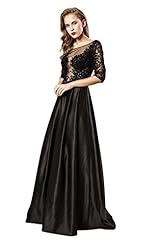 Cocktail Applique  Beaded Lace Elbow Length Sleeves Satin Evening Dress/Prom Dress/Wedding Party Dress  With a Bow(s) and a Sash 