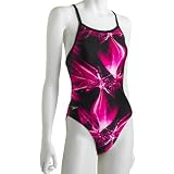 Speedo Women's Race Xtra Life Lycra Sparkler Overall Print Flyback One Piece Swimsuit
