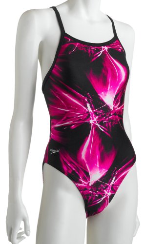 Speedo Women's Race Xtra Life Lycra Sparkler Overall Print Flyback One Piece Swimsuit