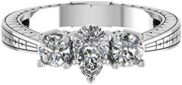 1.65 Ct Pear Shaped Diamond Bamboo Shoot Design Engagement Ring Gold GIA (H Color, SI1 Clarity)