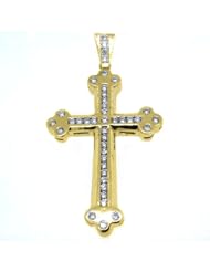 14k Yellow Gold Round Diamond Cross Pendant 3.63 Carats