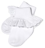 Jefferies Socks Neat Eyelet Trim Lace Sock White/White, 1-3 Months