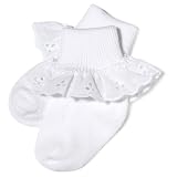 Jefferies Socks Neat Eyelet Trim Lace Sock White... by Jefferies