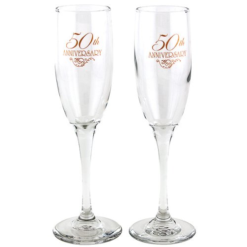 50th Anniversary Set of 2 Toasting Flutes