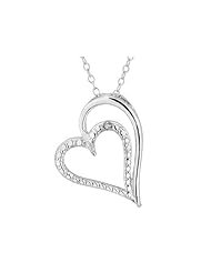 Heart Pendant Necklace with Diamond Accent in Sterling Silver with Chain
