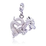 Platinum Plated Sterling Silver Dragon Charm