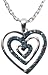 Sterling Silver Blue Diamond Triple Heart Pendant (3/20 cttw), 18