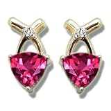 .01 ct 1-5X5 Trillion Mystic Pink Yellow Earrings