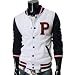 TheLees Mens Casual EmbroideWHITE Varsity Hood Baseball Jacket WHITE Medium(US Small)